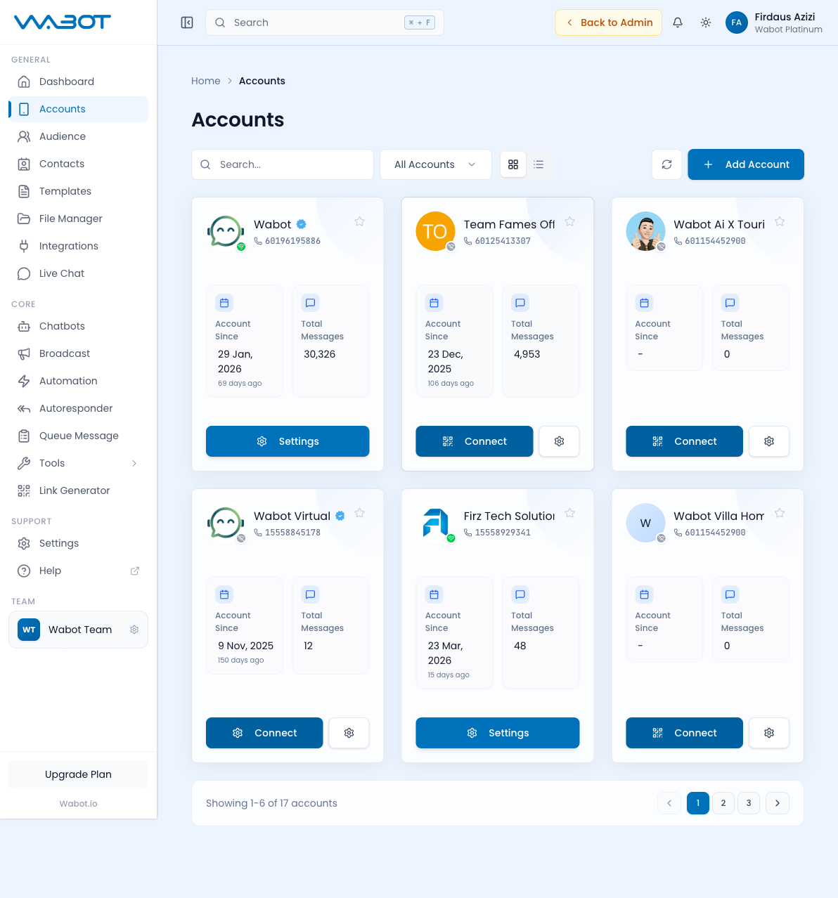 Accounts Page