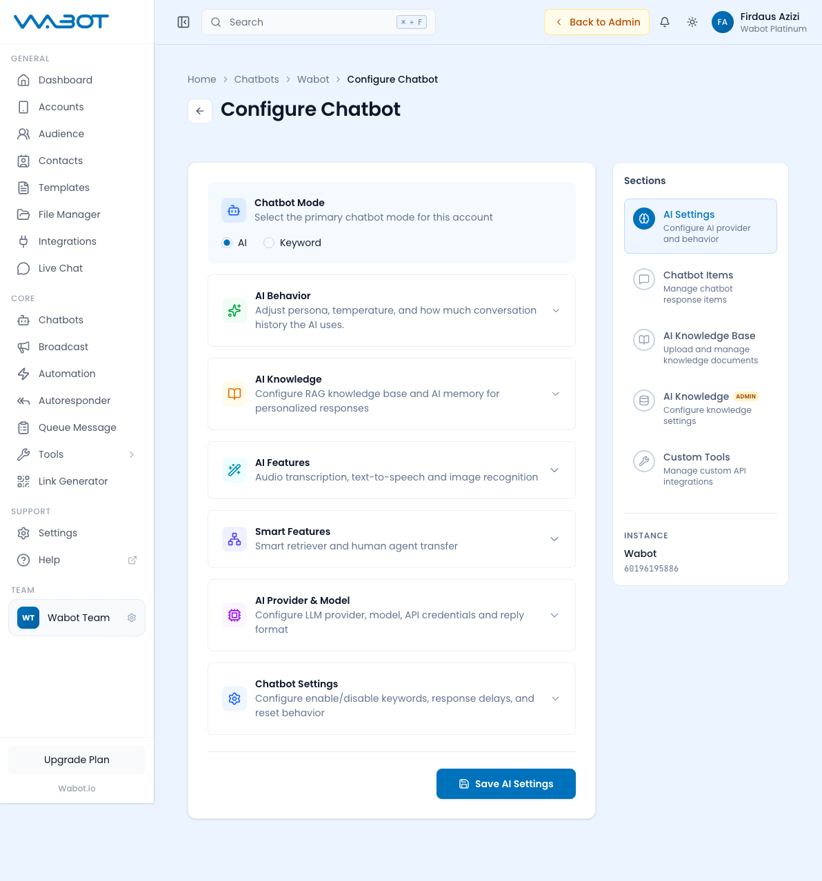 Chatbot Configure