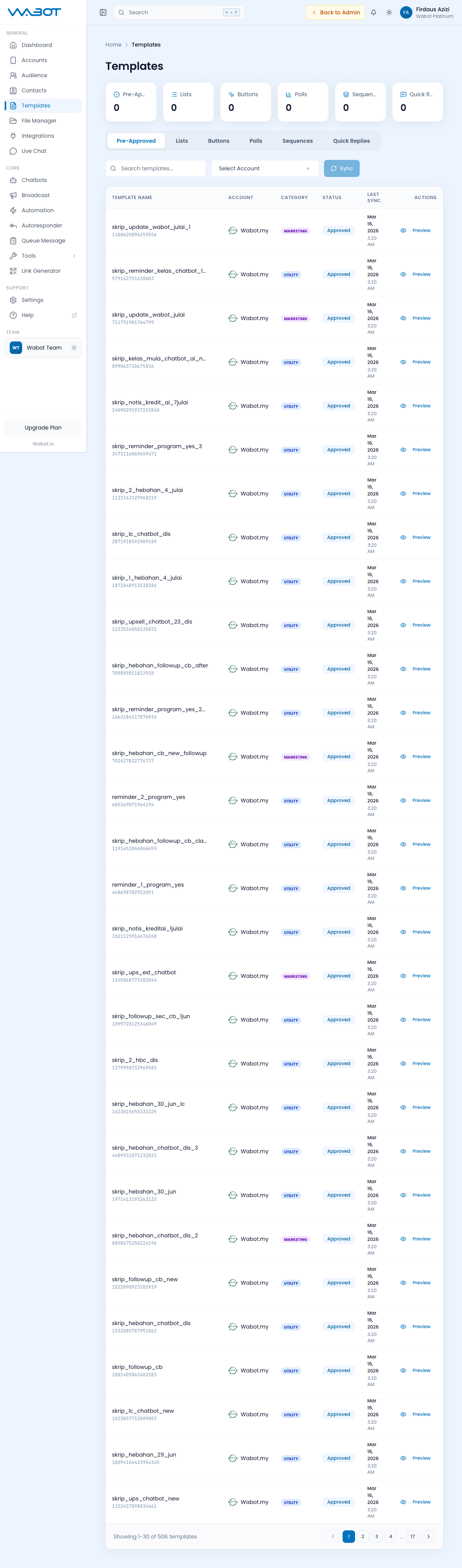 Templates Page